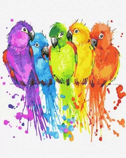 Artnapi 40x50cm Obraz Do Malowania Po Numerach Na Drewnianej Ramie - Kolorowe papużki - Malowanie po numerach - miniaturka - grafika 1
