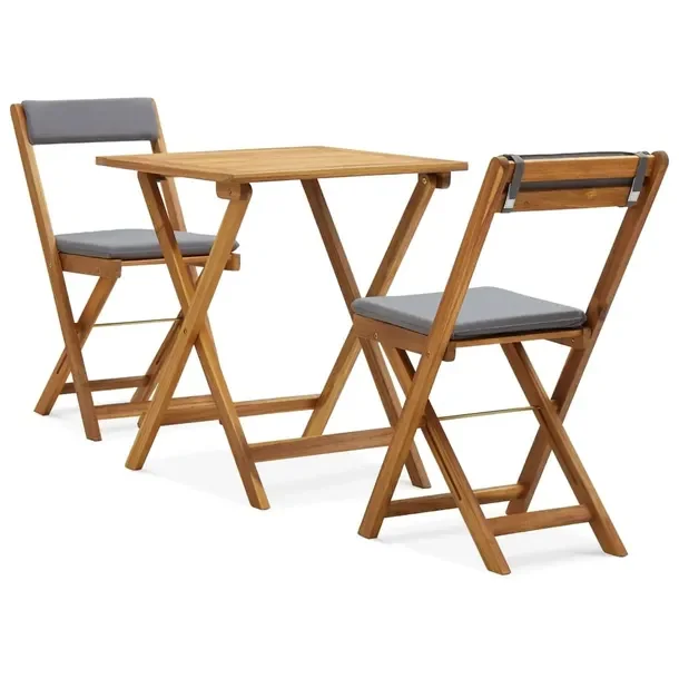 Zestaw Bistro z Drewna Akacjowego, Stół 60x60x73 cm, Krzesła 40x53x80 cm