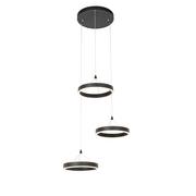 Lampy sufitowe - QAZQA Hanglamp zwart rond incl. LED 3-staps dimbaar 3-lichts - Lyani - miniaturka - grafika 1