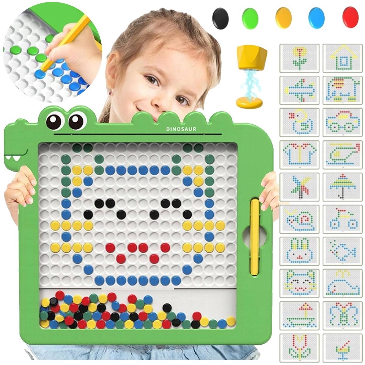 Tablica Magnetyczna dla Dzieci Montessori MagPad Dinozaur Klocki + Prezent