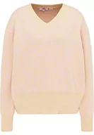 Swetry damskie - swirlie Damski sweter z dzianiny 77134064, beżowo-różowy, XS/S, beż różowy, XS-S - miniaturka - grafika 1