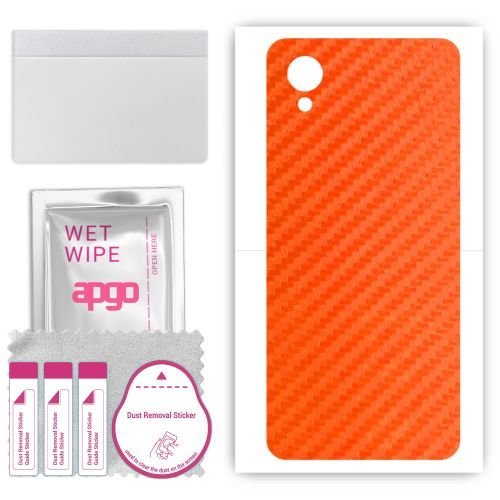folia naklejka skórka strukturalna na TYŁ do ZTE A3 SE - Carbon Pomarańczowy - apgo SKINS
