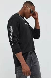 Koszulki męskie - Vans longsleeve bawełniany kolor czarny z nadrukiem - grafika 1
