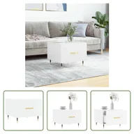 Ławy i stoliki kawowe - The Living Store Stolik kawowy biały wysoki połysk 50x50x40 cm materiał drewnopochodny - miniaturka - grafika 1