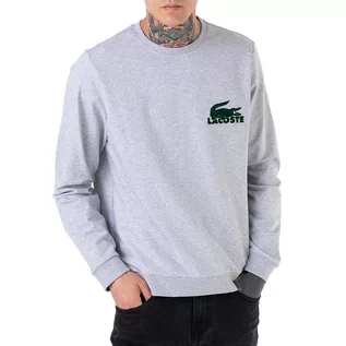 Bluzy męskie - Bluza Lacoste Cotton Fleece Indoor Sweatshirt SH7477-Y9K - szara - grafika 1