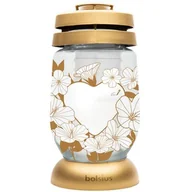 Lampiony i znicze - Znicz szklany Serce 11 x 22,4 cm 36 h biało-złoty - miniaturka - grafika 1