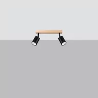 Lampy sufitowe - Verdo lampa sufitowa (spot) 2xGU10 czarny/jasne drewno SL.1291 - miniaturka - grafika 1
