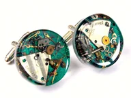 Spinki do mankietów i krawatów - Drobiny Czasu, Spinki do mankietów, zielone - miniaturka - grafika 1