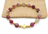 Bransoletki - Bransoletka różaniec na rękę tumalin różowy rubelit rękodzieło na prezent - miniaturka - grafika 1