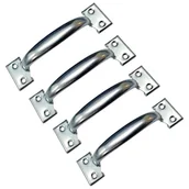 Zawiasy, okucia i inne akcesoria - Zestaw 4 uchwytów do drzwi stodołowych w stylu retro do szafek kuchennych, odległość między otworami: 58 mm, żelazo w kolorze srebrnym - miniaturka - grafika 1