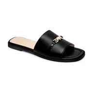 Klapki i japonki damskie - Love Moschino Skórzane klapki - miniaturka - grafika 1