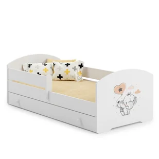 Łóżko dziecięce LUK z szufladą i barierką 140x70 Słonik - Łóżka dla dzieci i młodzieży - miniaturka - grafika 1