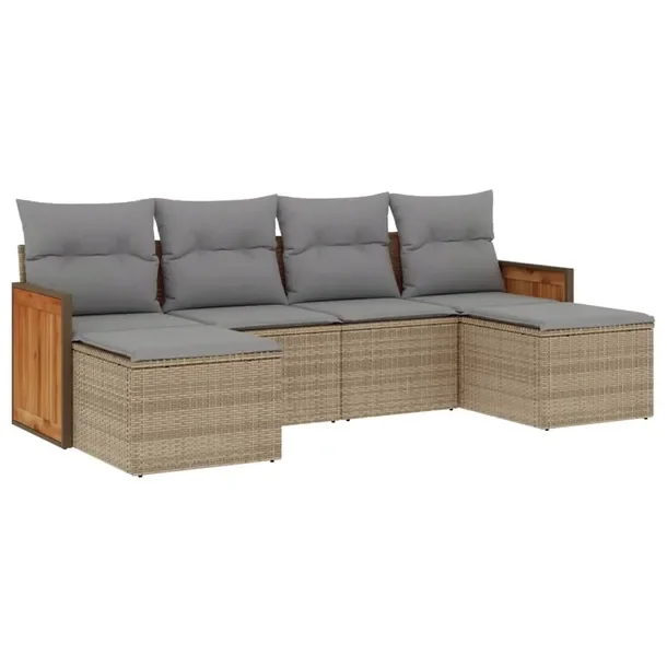 Zestaw mebli ogrodowych z rattanem PE, beżowy, wymiary: 55x62x69 cm