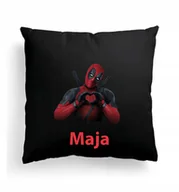 Poduszki dekoracyjne - Foto Poduszka Czarna Deadpool Marvel + IMIĘ - miniaturka - grafika 1