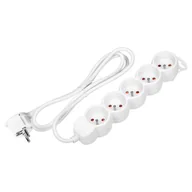 Listwy zasilające - Przedłużacz 5-krotny 2P+Z, 1,5m H05VV-F 3x1,5mm2 , Imax=16A, płaska wtyczka, biały - miniaturka - grafika 1