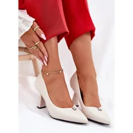 Czółenka - Eleganckie Czółenka Na Rozszerzanej Szpilce Vinceza 62222 Beżowe beżowy - miniaturka - grafika 1