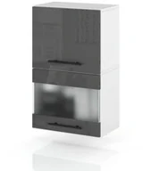 Szafki kuchenne - Szafka Kuchenna Wisząca Witryna Klapowa 40cm Spremium Szary Połysk - miniaturka - grafika 1