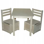 Zestawy mebli dla dzieci - STOLIK 2 KRZESEŁKA ZE SCHOWKIEM NATURALNE STARSZAK - miniaturka - grafika 1