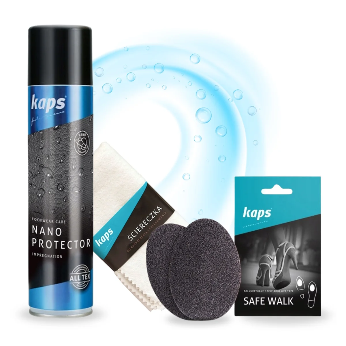 Nano Protector Spray z Podkładkami na Podeszwy i Szmatką Zestaw 3w1 Kaps
