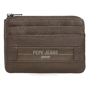 Pepe Jeans Checkbox Portfel Brązowy 11x7x1,5 cms Skóra, Brązowy, Talla única, portmonetka - Portfele - miniaturka - grafika 1