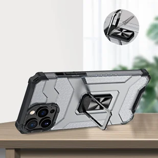 Crystal Ring Case pancerne hybrydowe etui pokrowiec + magnetyczny uchwyt iPhone 12 Pro czerwony - Etui i futerały do telefonów - miniaturka - grafika 9