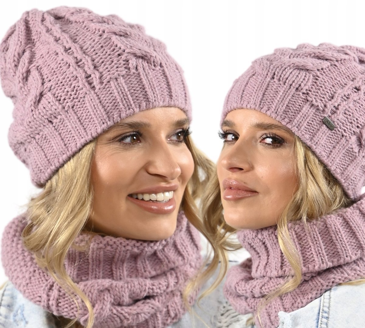 Damska Czapka Polski Producent Jesień Zima Modny Warkocz - Prezent A4