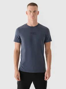 Męski t-shirt z nadrukiem 4F x Robert Lewandowski RL9SAW24TTSHM2181 - szary - Koszulki sportowe męskie - miniaturka - grafika 1