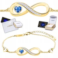 Bransoletki - Złota Bransoletka SREBRO 925 Nieskończoność Niebieskie Serce POZŁACANA 585 - miniaturka - grafika 1
