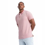 Koszulki męskie - Melanżowa koszulka męska polo z kołnierzykiem różowa V2 OM-POSS-0109 L - miniaturka - grafika 1