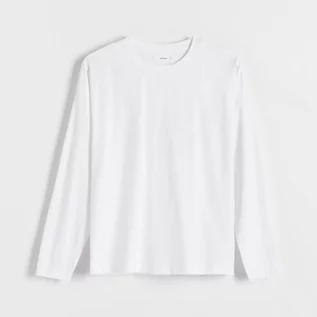 Koszulki i topy damskie - Reserved - Longsleeve regular - Biały - grafika 1
