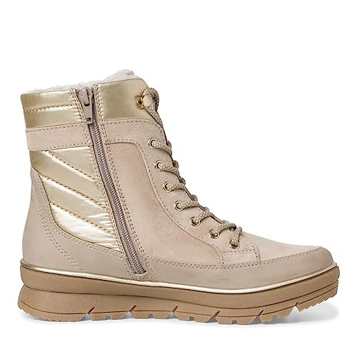 Jana Damskie Softline 8-26266-41 wygodne szerokie wygodne buty z ciepłą podszewką błyszczący materiał wierzchni botki, beżowe, 42 EU, beżowy, 42 EU Weit