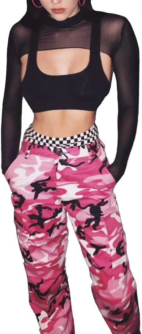 BLUZKA DAMSKA SIATECZKA SEXY CROP TOP CZARNA DŁUGI RĘKAW ODDYCHAJĄCA