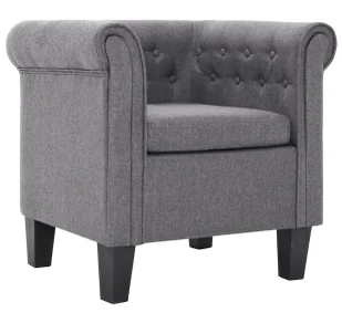 Jasnoszary fotel chesterfield - Xala - Fotele - miniaturka - grafika 1