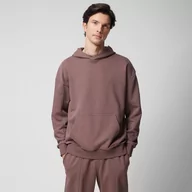 Bluzy sportowe męskie - Męska bluza dresowa oversize nierozpinana z kapturem Outhorn OTHWSS24TSWSM1169 - brązowa - miniaturka - grafika 1