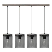 Lampy sufitowe - Britop Skandynawska LAMPA wisząca MONSUN 161859457 loftowa OPRAWA szklane tuby zwis przydymiony drewno - miniaturka - grafika 1