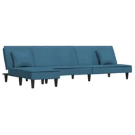 Narożniki - Sofa rozkładana w kształcie L, niebieska, 255x140x - miniaturka - grafika 1