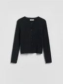 Swetry dla dziewczynek - Reserved - Dzianinowy kardigan - czarny - miniaturka - grafika 1