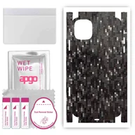Szkła hartowane na telefon - Folia naklejka skórka strukturalna na TYŁ+BOKI do Apple iPhone 11 - Carbon Pixel Czarny - apgo SKINS - miniaturka - grafika 1