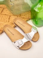 Klapki i japonki damskie - BABUNKERS Family Klapki w kolorze srebrnym - miniaturka - grafika 1