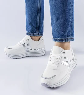 Białe sneakersy na platformie Provinciale -39 - Sneakersy damskie - miniaturka - grafika 1