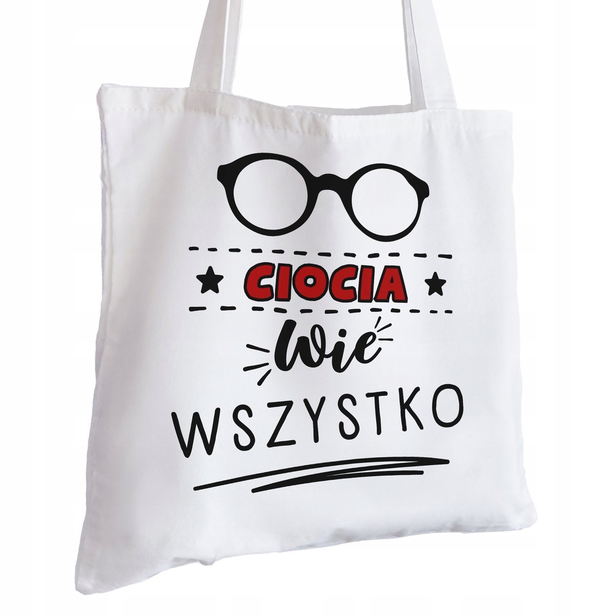 Torba Bawełniana biała dla Cioci Na Prezent ekologiczna Trwały Nadruk