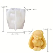 Inne - TEMU 1 Szt. Silikonowy Wzór Na Świecę Z Królikiem, 3D Królik Z Sercem, Motyw Zwierzęcy, Irregularny Kształt, Wzór Rękodzieła Do Produkcji Świec - miniaturka - grafika 1