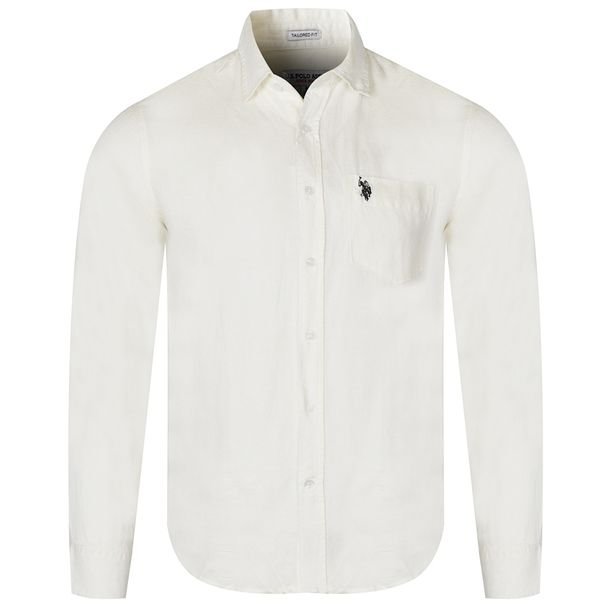Koszula Męska U.S. POLO ASSN. MUP3569 Lniana Biała