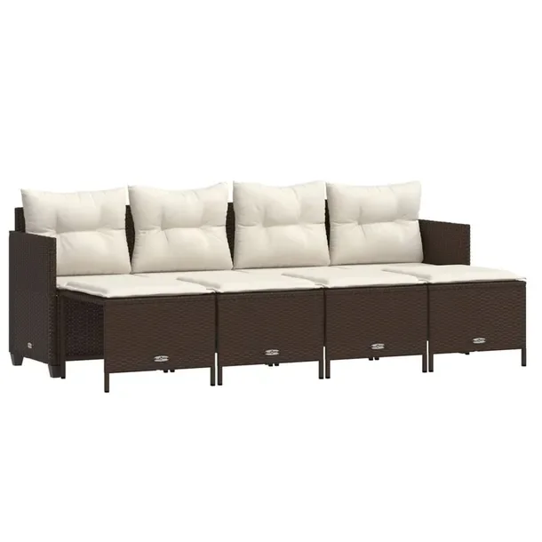 Zestaw wypoczynkowy Rattan PE 4-osobowy, brązowy, 204x55x69,5cm