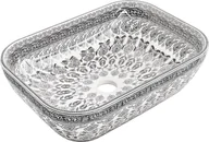 Umywalki - Mexen Rita umywalka nablatowa 45 x 32 cm, biała/czarny wzór - 21084586 - miniaturka - grafika 1