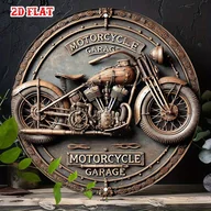 Rękodzieło - TEMU 1 szt. Płaski 2D Vintage Metalowy Motocyklowy do Garażu – Okrągły Aluminiowy Dekoracyjny Obraz na Ścianę 7,87x7,87 Cala w Stylu Rustykalnym, - miniaturka - grafika 1