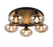 Lampy sufitowe - DIVINA R66645013 lampa sufitowa czarna z kloszami ze szkła bursztynowego 5xE14 - miniaturka - grafika 1