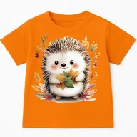 Koszulki dla dziewczynek - Pomarańczowa koszulka z Jeżem na Dzień Jeża - wzór jeż123 - miniaturka - grafika 1