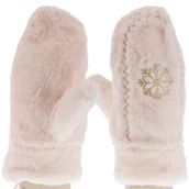 Rękawiczki - Damskie Zimowe Rękawiczki Niezgubki Na Sznurku Różowe - miniaturka - grafika 1