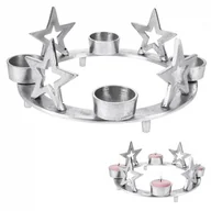 Świeczniki - Świecznik na 4 tealigt podstawka pod świeczkę aluminiowy święta gwiazda 4 sztuki 25 cm kod: O-569189 - miniaturka - grafika 1